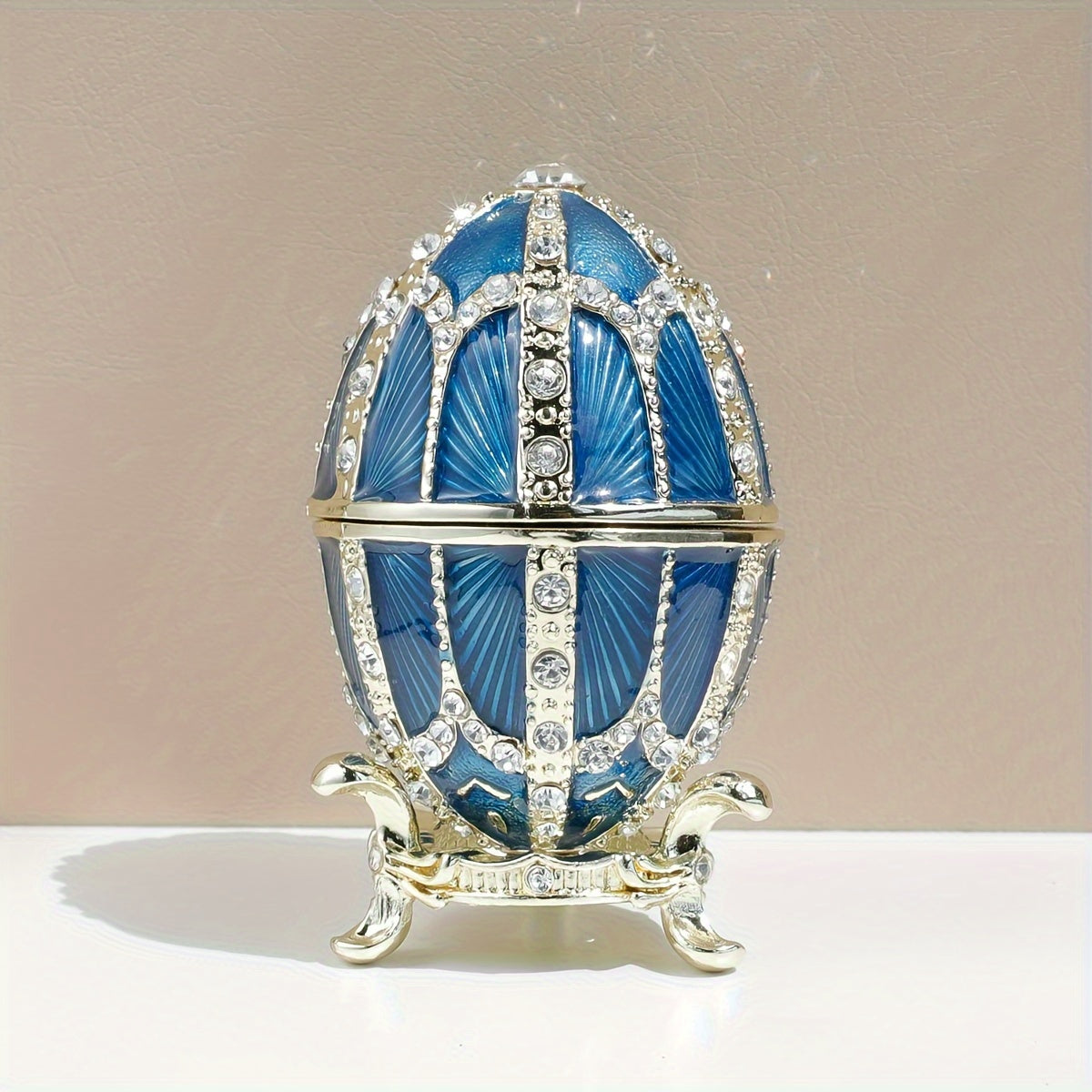 Jewelry Box Faberge-Style Enamel – Magnetic Closure Metal Trinket Organizer for Necklaces, Watches & Accessories, Elegant Home Decor Gift for Women