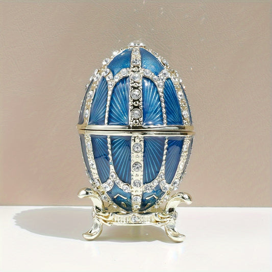 Jewelry Box Faberge-Style Enamel – Magnetic Closure Metal Trinket Organizer for Necklaces, Watches & Accessories, Elegant Home Decor Gift for Women