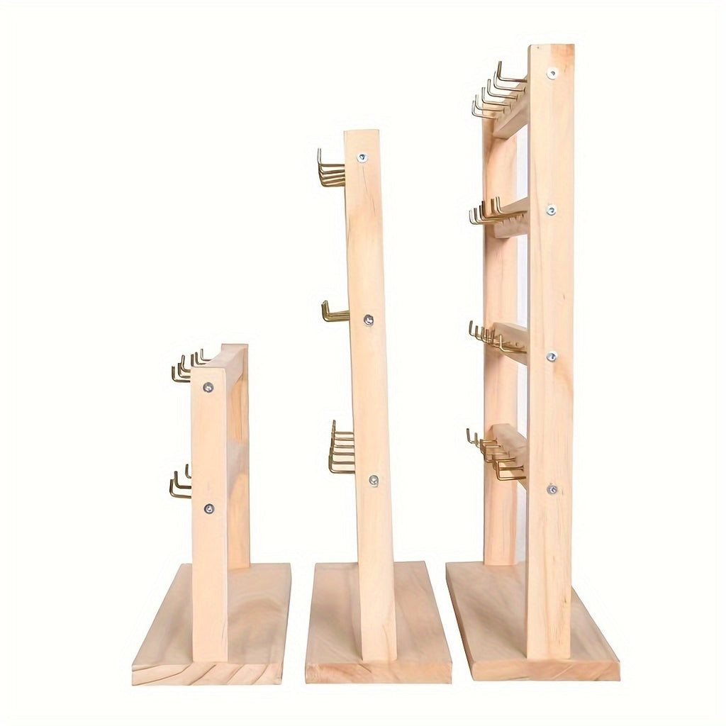 4-Tier Jewelry Organizer with 24 Hooks, Wooden Key Holder And Jewelry Display, Multifunctional Desktop Organizer - for Earrings, Necklaces, Bracelets, Watches Storage - Best Birthday, Ramadan, Easter Gift for Ladies, Jewelry Towers