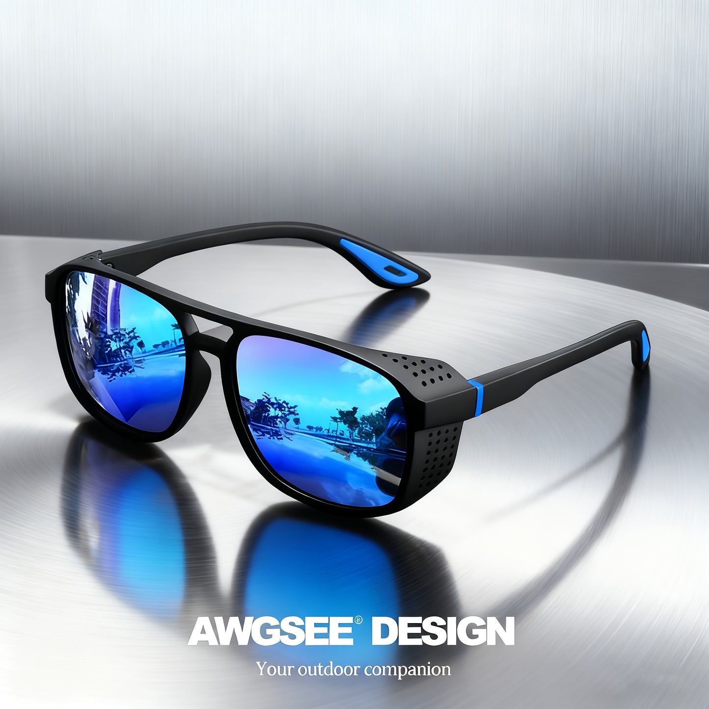Steampunk Sunglasses Polarized Round Lens UV400 - HD Side Cutout Frame Sports Eyewear Men Women Cycling Fishing Driving 6 Colors