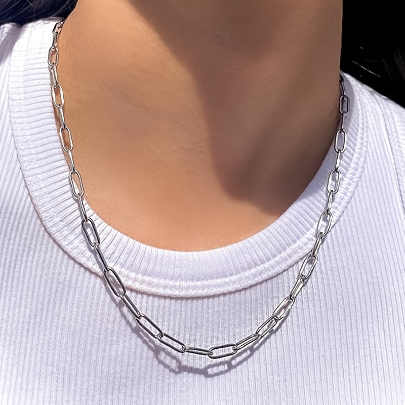 925 Sterling Silver Paperclip Chain Necklace for Women & Men - 3mm Thick, 20/ 22/ 24 Inch, Bohemian Style, Synthetic Stone, Perfect for Daily Wear or Gifting, Gift Box Included, Everyday Jewelry|Bohemian Style|Durable Chain, Necklace for