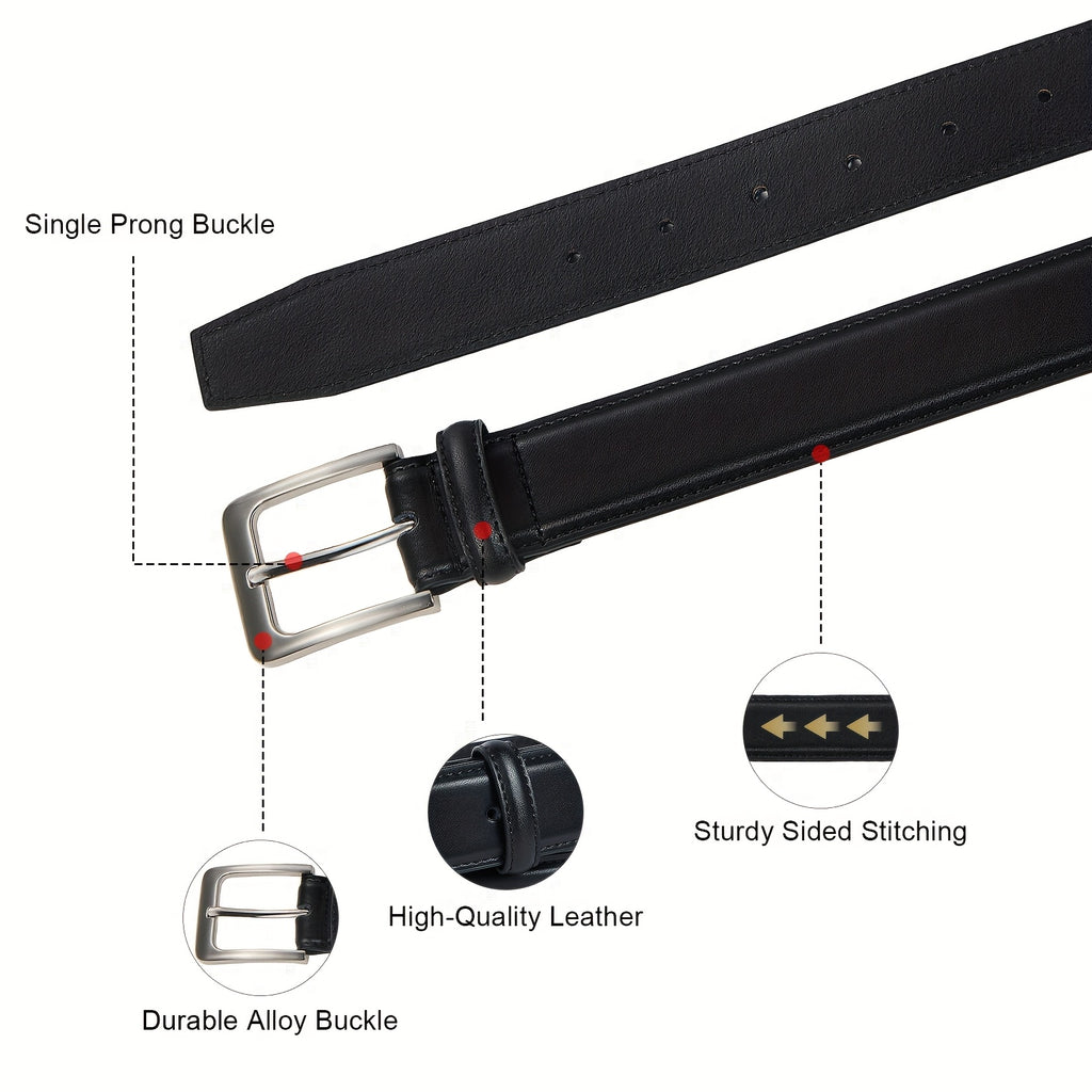 Set of 2 Men'S Belts Made from Genuine Leather, Suitable for Dress, Casual Wear, Golf, And Jeans, Measuring 1 3/8 Inches