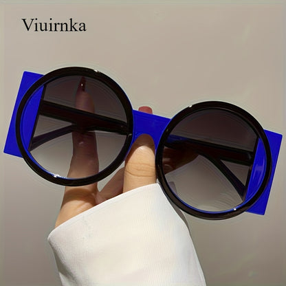 Color Block Round Sunglasses Unisex Retro Minimalist Fashion Glasses for Beach Vacation Travel Cruise Summer Colorful Trendy Eyewear Green Orange Red Blue Black Tea
