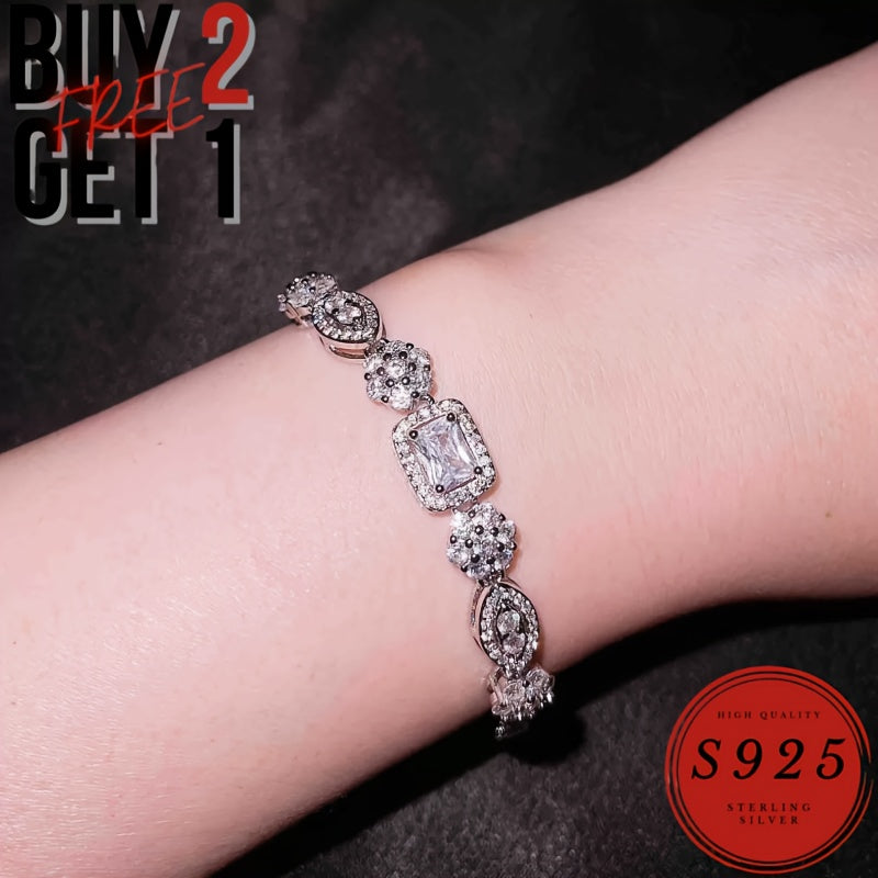925 Sterling Silver CZ Diamond Bracelet for Women Men - Sparkling Zircon Tennis Bracelet Italy Fashion Jewelry with Gift Box, Birthday Anniversary Holiday Gift for Couples