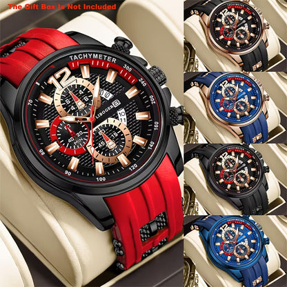 Silicone Watch for Men Fashion Casual Quartz Date Display Sport Wristwatch Sporty Design Multiple Colors Christmas Thanksgiving Gift Reloj Para Hombre