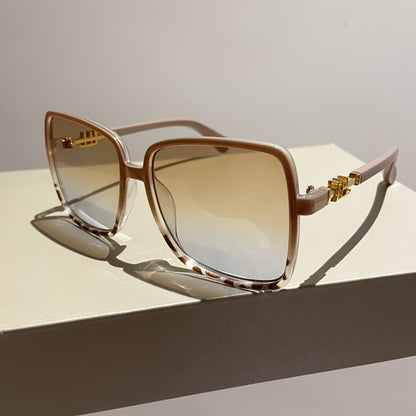 Oversized Vintage Sunglasses Unisex Two-Tone Frame Premium Fashion Eyewear Beach Vacation Travel Party Daily Wear Includes Glasses Case Men Women