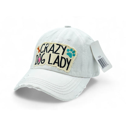 "Crazy Dog Lady" Vintage Distressed Embroidered Baseball Cap For American - 100% Cotton, Breathable, Casual, Adjustable, UV Protection