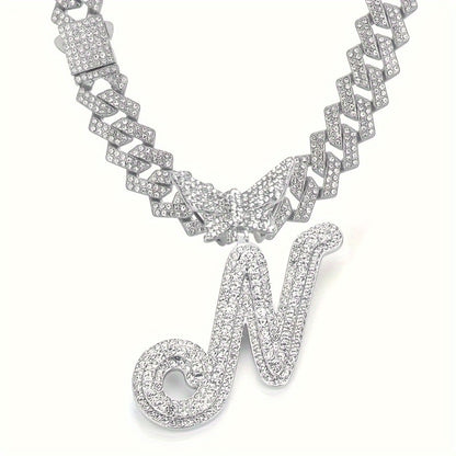 Cuban Link Chain Necklace - Initial Letter for Men Women - with Butterfly Alphabet Pendant A-Z, Gold & - product detail view