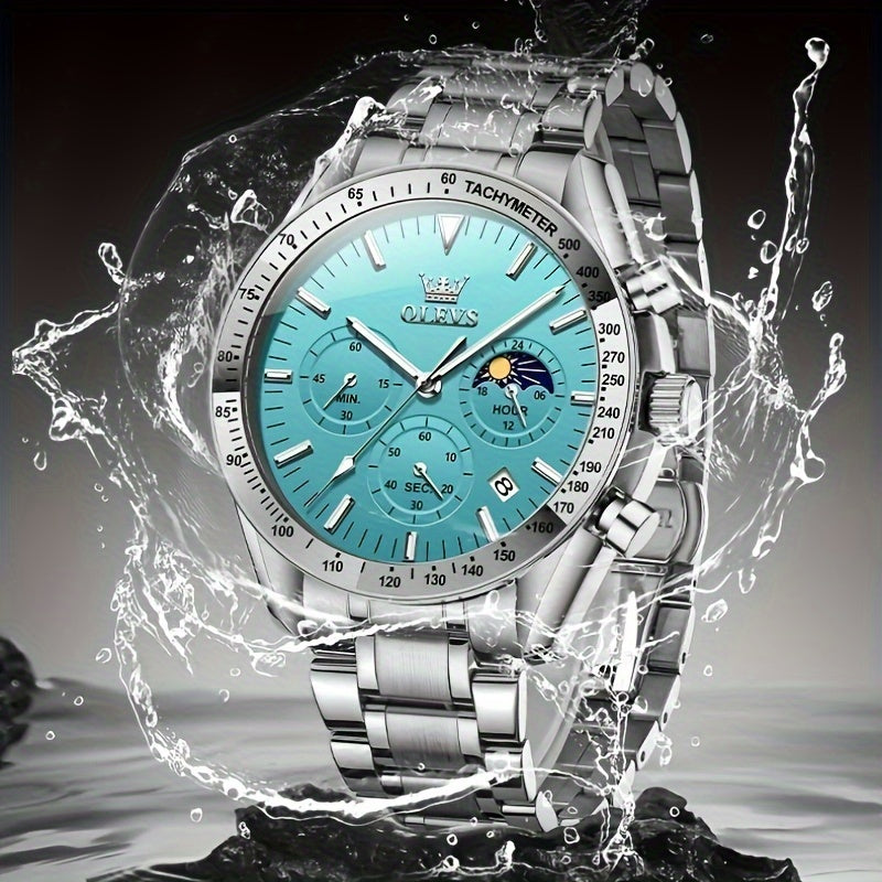 [Luxury Luminous Watch] OLEVS Watches For Men Analog Quartz Dress Business Watch Day Date Stainless Steel Classic Casual Luxury Luminous Male Wrist Watches Golden/Black/Blue/White