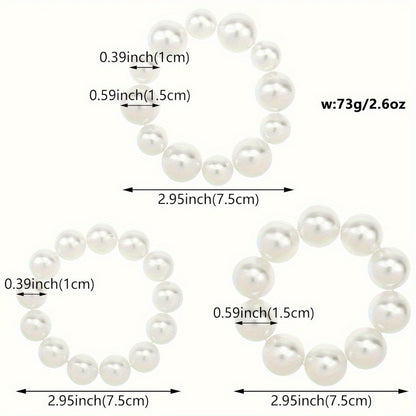 Pearl Headbands 3pcs Set Elegant Imitation Pearl Elastic Hair Bands Multifunctional Bracelet Hair Accessories for Women Daily Wear Party Banquet Color Block