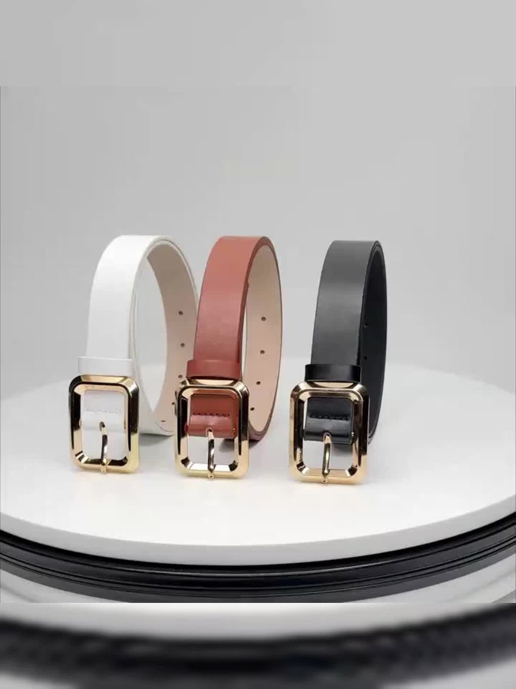 3pcs Women'S Square Alloy Buckle Handmade Belt, Lightweight, Luxurious, Fashionable, Easy, Multifunctional And Versatile, Suitable for Daily Work, Skirts, Pants, T-Shirts, Formal Wear, Casual Wear, Texture Dressing for Women, Holiday Gifts