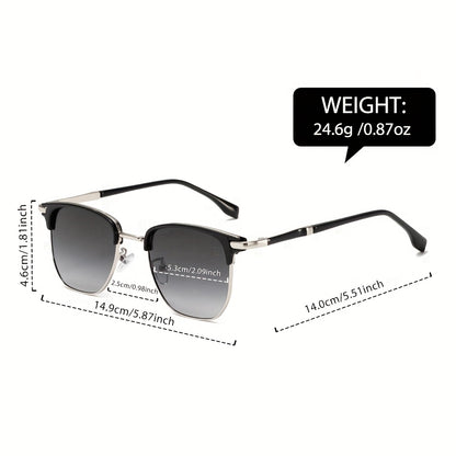 Semi-Rim Sunglasses UV400 for Men & Women – Retro Half Frame Vintage Tinted Lens Eyewear with Case & Cleaning Cloth, 4 Colors for Daily Wear, Travel & Driving