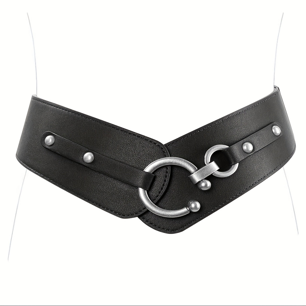 SUOSDEY 1pc Women's Fashion Retro Wide Elastic Belt with Interlocking Buckle Halloween Belt Match Day Fan Gear for Football All Fans