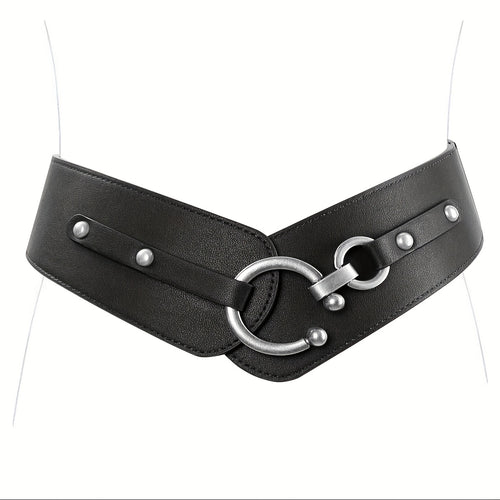 Wide Elastic Belt Women Retro Vintage Waist Belt Interlocking Alloy Buckle Punk Style Corset Belt for Dress Jeans S M L XL 2XL 3XL 4XL 5XL Black Brown Coffee
