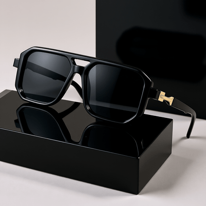 Retro Square Sunglasses UV400 Oversized Frame - Tortoiseshell Arms Unisex Fashion Shades Women Men Travel Beach Daily Wear with Case 6 Colors