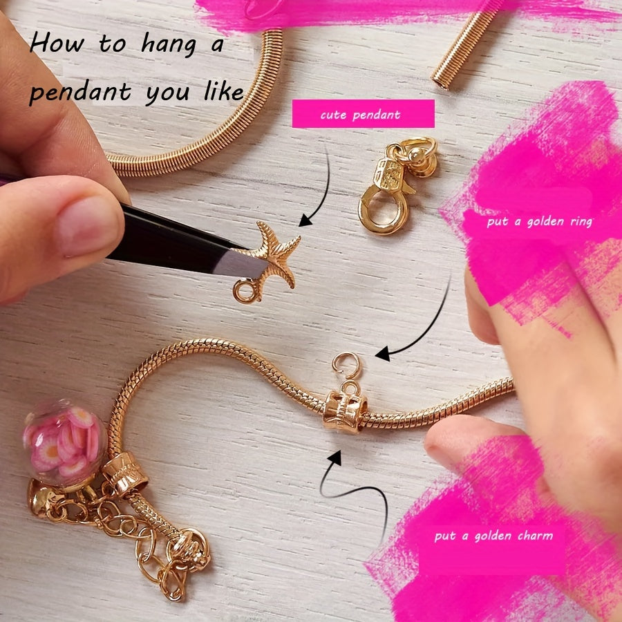 305pcs Charm Bracelet Making Kit, DIY Jewelry Making Supplies with Golden Beads & Colorful Glass Beads, Friendship Bracelet Necklace Craft Set, Ideal Birthday Xmas Gift