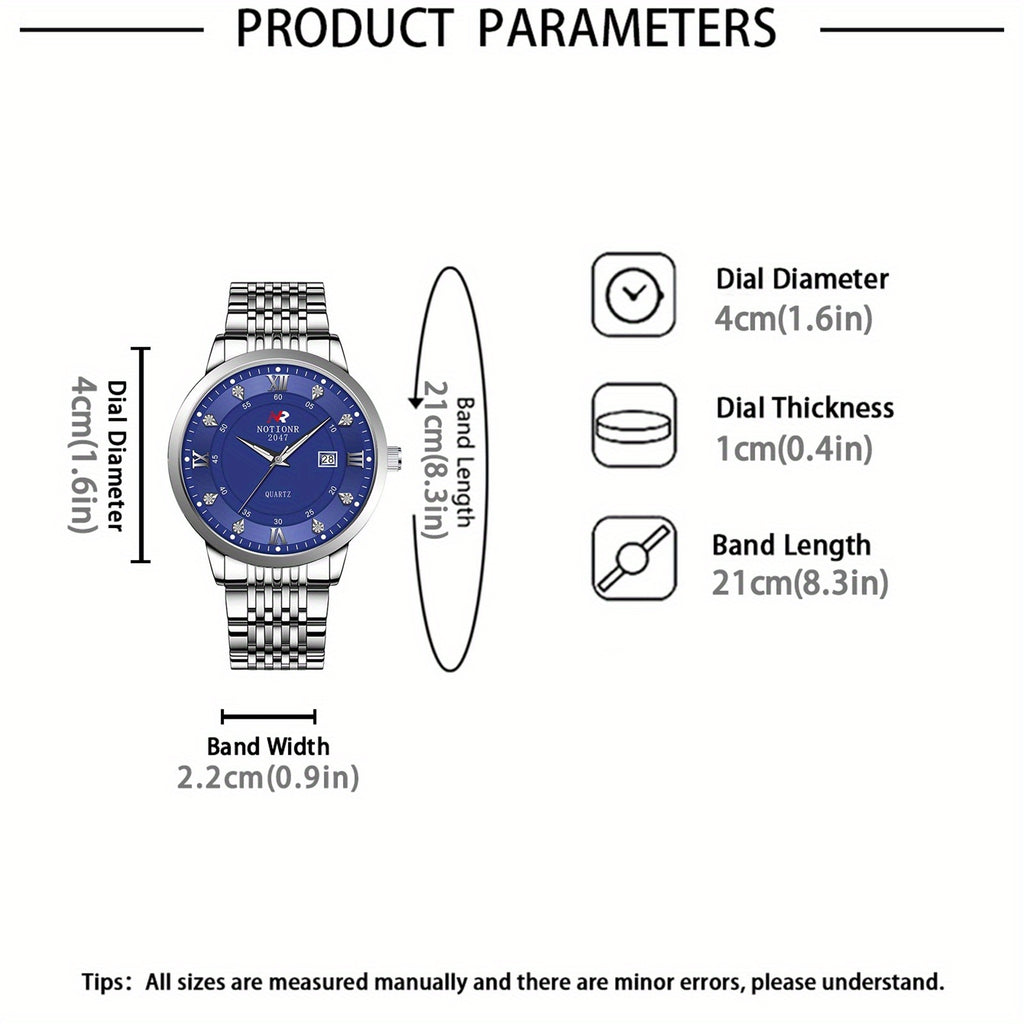 Men'S Wristwatch with a Stainless Steel Band, Featuring a Quartz Movement. This Minimalist Design Is Perfect for Business Occasions And Makes an Excellent Gift for Birthdays, Holidays, Or Valentine'S Day