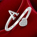 1pc 925 Sterling 925 Silver Letter Heart Initial Rings for Men Initial Heart Stackable Rings Adjustable Initial Rings for Men Cute Heart Alphabet Valentine's Day Jewelry Gifts, the best Christmas gift, Total weight of the product (3.2g)