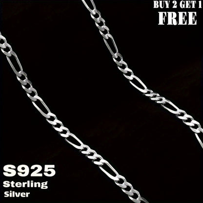 925 Silver Figaro Chain Necklace 6mm - Genuine Sterling Silver Unisex Necklace for Men & Women, 22 to 24 Inch, Fashionable Versatile Jewelry, Gift Box Included