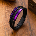1 Purple Accessory, Leather Bracelet, Men's Woven Bracelet, Unisex Leather Bracelet.  PU Leather Magnetic Buckle Men's Party Strap - Fashionable Accessory, Durable Material, Easy to Wear Design Suitable for Casual Occasions