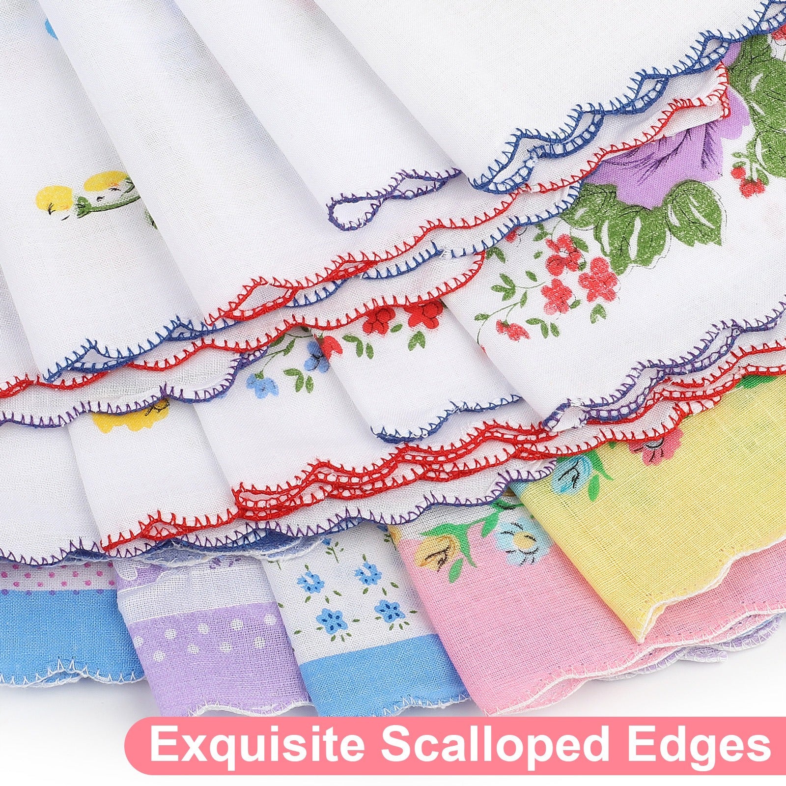 20/40/60pcs Women's Handkerchiefs, 11" Cotton Hankies, Vintage Floral Print Square Hanky, Random Color Handkerchief for Ladies, for Daily Use, Crafts, Weddings, Mother's Day, Festival, Holiday Gifts