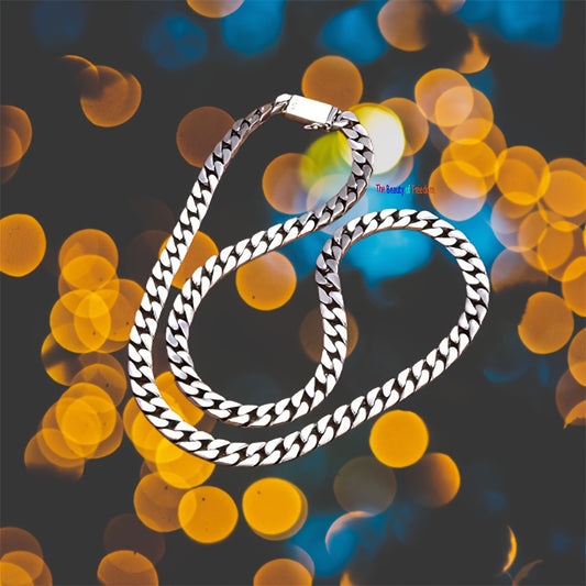 Men'S 925 Silver Cuban Style Chain Necklace, Stylish And Elegant, Suitable for Parties And Holidays, Made of S925 925 Silver, Unisex