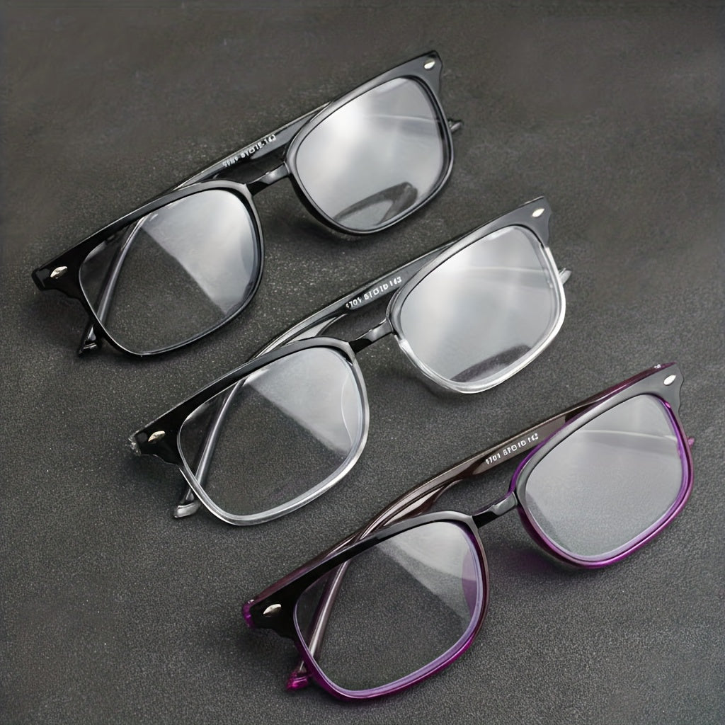 Classic Reading Glasses with Small Rectangle Frame - Comfortable Spring Hinges, Lightweight Plastic & PC Lens Eyewear for Men & Women, Non- +1 Magnification, Everyday Glasses for Computer, Driving, Reading - Stylish & Durable All-Day Wear