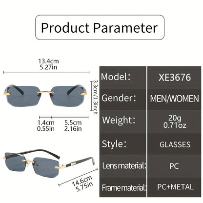 Frameless Sunglasses Set 5 Pack - Metal Rimless Oval Lens UV Protection Lightweight Vintage Fashion Eyewear Men Women Summer Party Gift