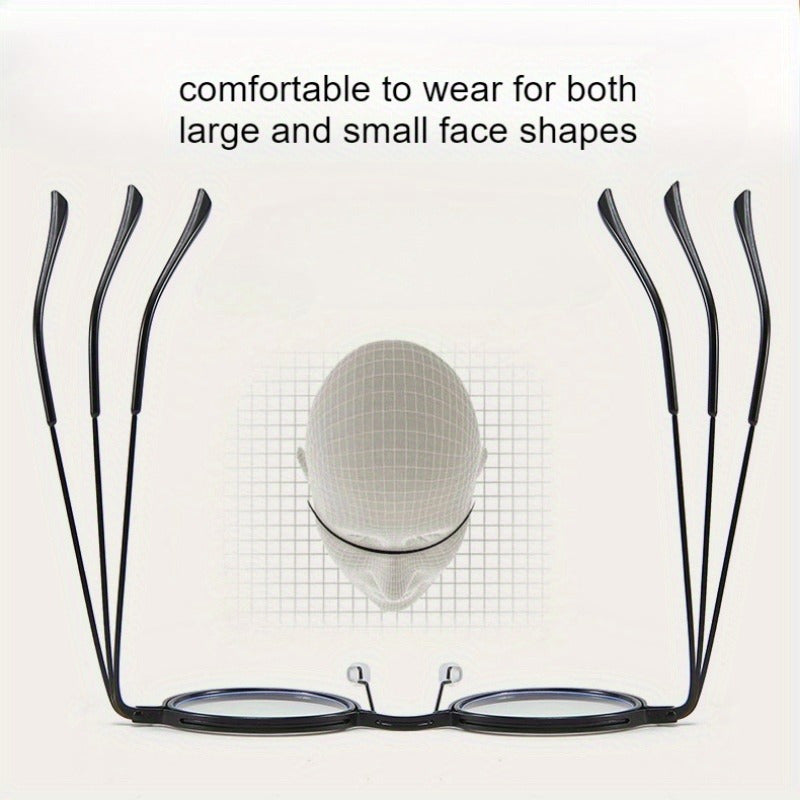 Reading Glasses Retro Round Metal Frame – HD Lenses with Case, Unisex Vintage Circle Readers, Anti-Glare Computer Eye Protection, +1.00 to +4.00 Diopters, Black Golden Brown