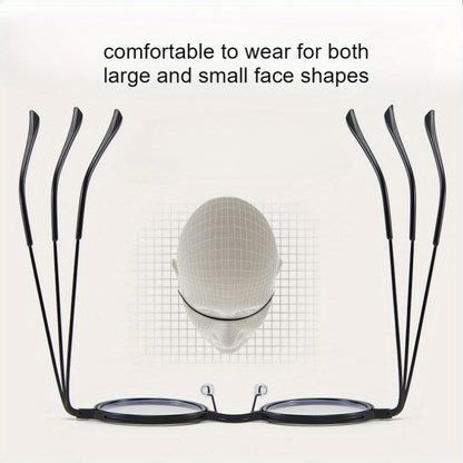 Reading Glasses Retro Round Metal Frame – HD Lenses with Case, Unisex Vintage Circle Readers, Anti-Glare Computer Eye Protection, +1.00 to +4.00 Diopters, Black Golden Brown