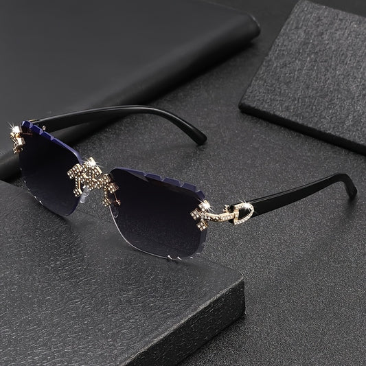 Fashion Frameless Square Decorative Glasses - High-quality Rhinestone Inlay Design - Men's And Women's Versions Available - Suitable for Various Scenarios Such As Daily Wear, Leisure Activities, Styling Shoots, Etc.
