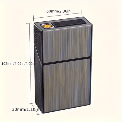 Lighters & Smoking Accessories - Rechargeable Lighter with Integrated Cigarette Case Windproof Electric - product detail view