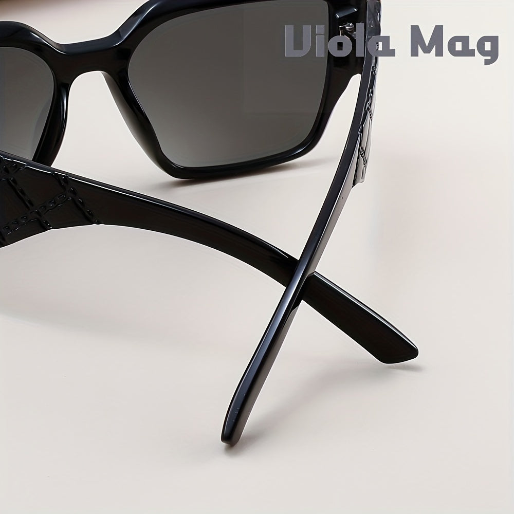 Retro Wide Frame Glasses for Women Men Vintage Rectangular Oversized Sunglasses Unisex Fashion Eyewear with Gold Accent & Case Set