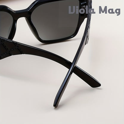 Retro Wide Frame Glasses for Women Men Vintage Rectangular Oversized Sunglasses Unisex Fashion Eyewear with Gold Accent & Case Set