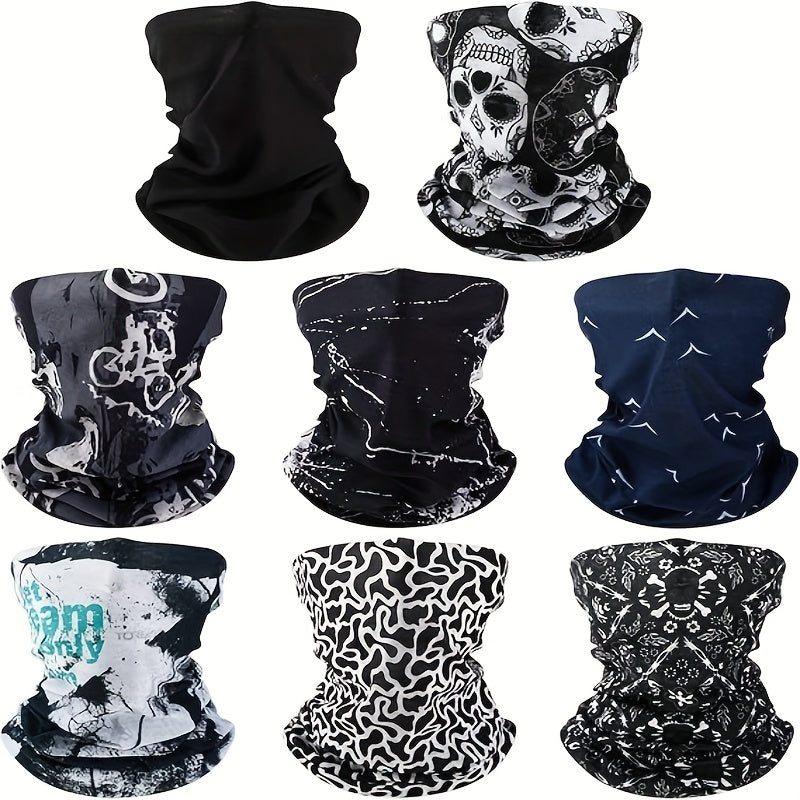 8pcs Summer Camo Neck Gaiter Scarf Bandanas For Men Sun Hoods Balaclava Cooling Breathable Face Mask Outdoor Sports