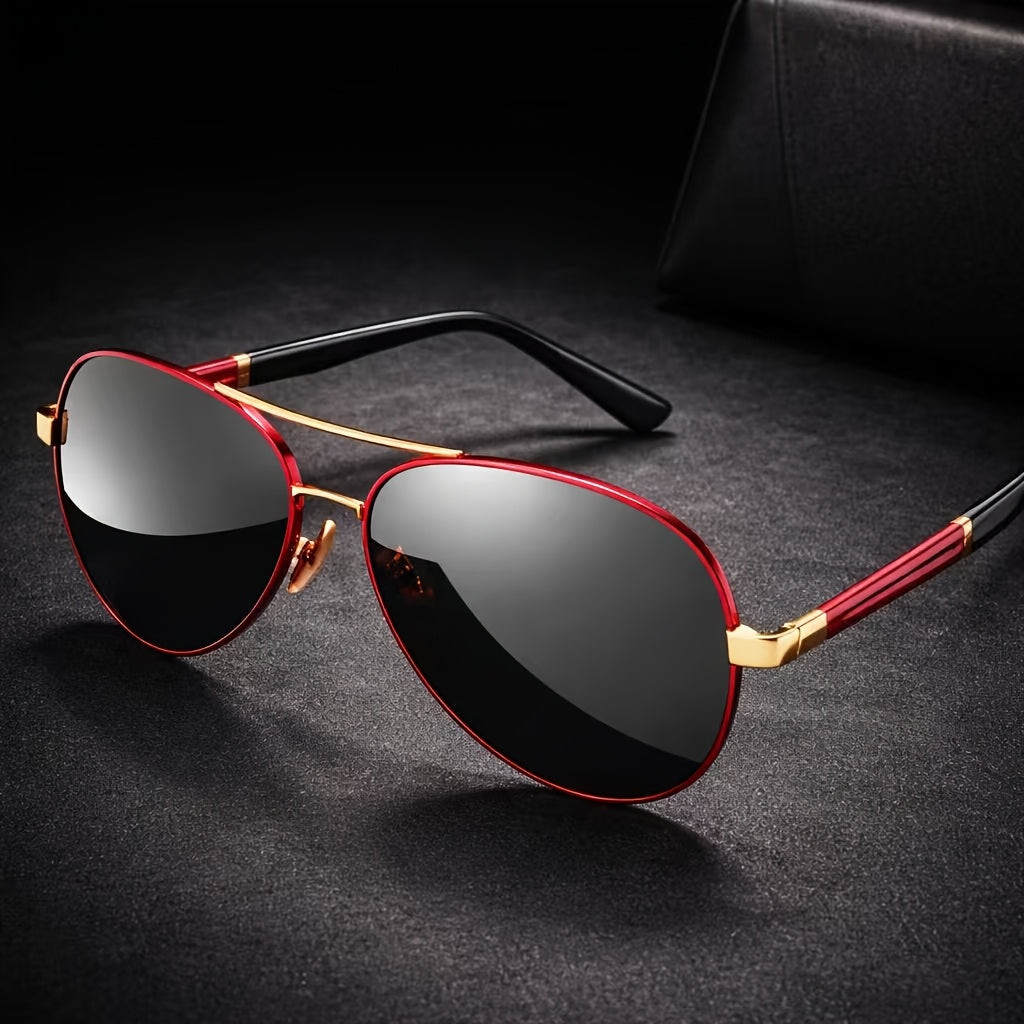 [UV Protection Polarized Lenses] Fashionable Double Bridge Fashion Glasses for Both Men And Women, Ideal for Hiking, Fishing,,, UV Protection, Featuring Polarized Lenses for Eye Protection, Stylish Design for Casual Attire, Perfect As A Gift