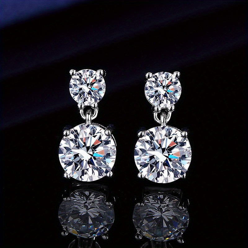 [Christmas Valentine's Day] 5Carats Moissanite Stud Earrings for Women, 925 Sterling Silver Drop Earrings, Fine Jewelry Gifts for Women Men, Christmas Gifts for Ladies Mother Father, Valentine's Day Gifts for Women Men