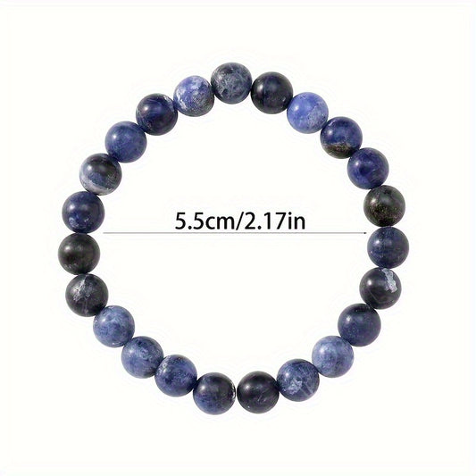20pcs Colorful Natural Stone Bracelet Women Men, Random Color Matching Colorful Natural Stone Beads Bracelet Suit Elastic Wristband Handmade Jewelry Decoration