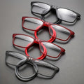 4 Pairs of Reading Glasses Simple Square Folding Magnetic Neck Hanging Fashionable Presbyopic Frame Multifunctional Ultra-light Portable Telescopic Folding Anti-fall Retro Frame Suitable for Office Wear