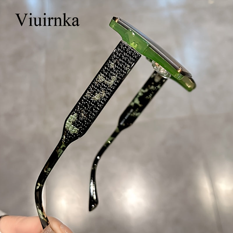 VIUIRNKA Women'S Sunglasses, Oversized Rimless Square Frame with Gradient Lenses, Lightweight Unisex Summer Design with Case, Perfect for Beach Parties & Halloween Christmas Gift Giving, Fashionable Statement Eyewear