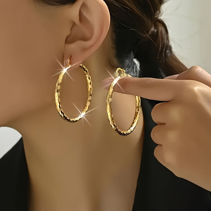 2 Pairs Of Copper Circle Earrings - Elegant And Sexy Women's Accessories - Suitable for Daily Casual Wear And Gift Giving