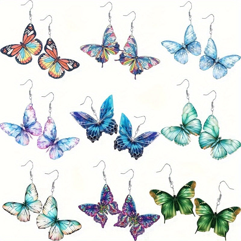 18pcs/9 Pairs of Colorful Elegant Colorful Pendant Earrings Set, Stylish Earrings Everyday And Banquet Occasions- All Seasons, Gifts