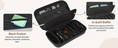 Sunglasses Organizer Case Travel Storage Bag Multi-Slot for Men Women – Portable Protective Eyewear Holder, 2 4 6 Slot & Large Options, Black Brown Grey Pink