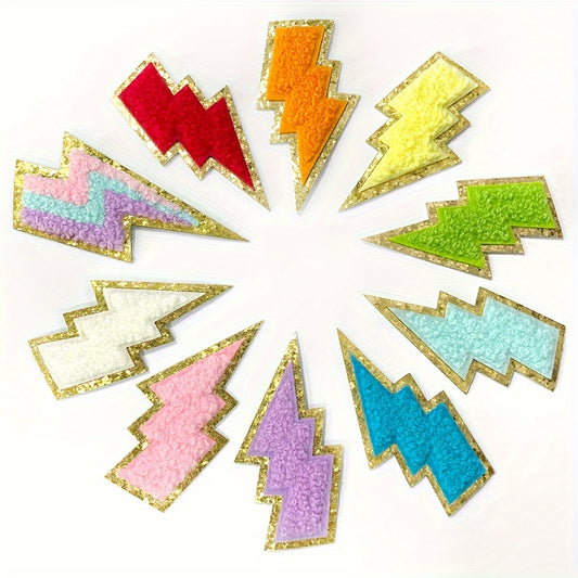 20pcs Colorful Lightning Iron-on Embroidered Cloth Patches, Backpack Decoration Patches, Embroidered Appliques for Clothing, Jackets, Jeans, Hats