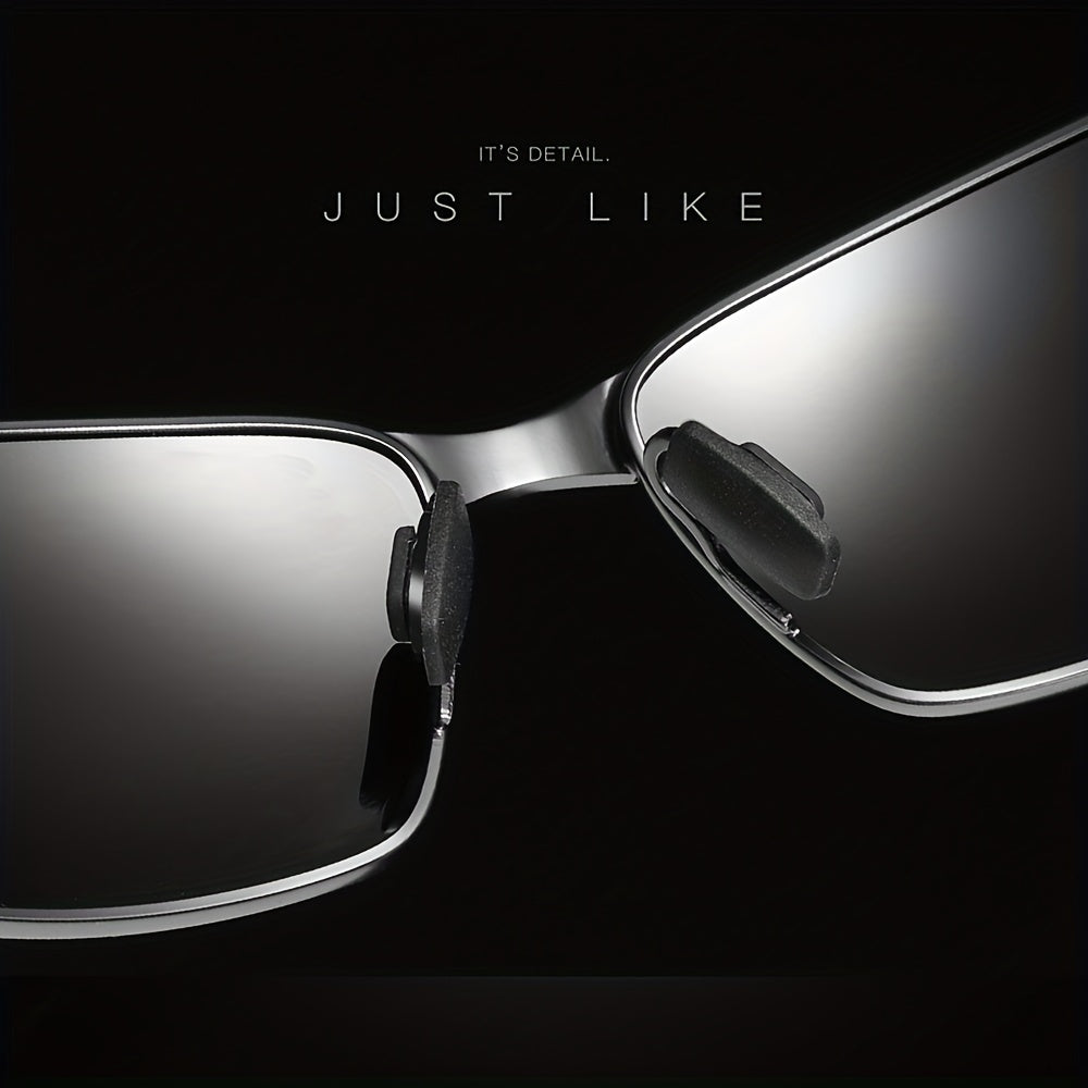 Polarized Sunglasses Men Sports Metal Frame – UV400 Driving Eyewear, Anti-Glare HD Lenses, Lightweight Durable Frame, Premium Gift Box Packaging, Gun Black & Black