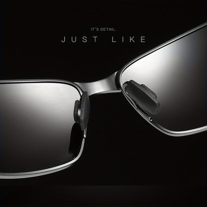 Polarized Sunglasses Men Sports Metal Frame – UV400 Driving Eyewear, Anti-Glare HD Lenses, Lightweight Durable Frame, Premium Gift Box Packaging, Gun Black & Black