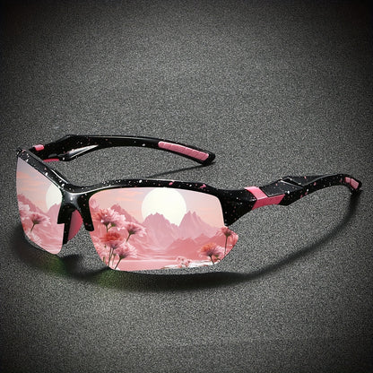 Polarized Sunglasses for Women Semi-Rimless Anti-Glare Mirror Lens UV400 Fashion Eyewear 2-Pack Pink & Purple TAC Coating Lenses Casual Daily Wear Gift Set