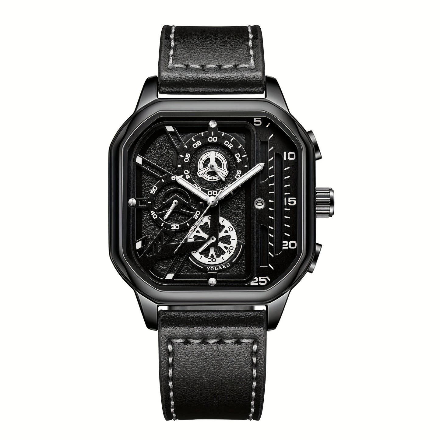 Square Watch for Men Vintage Faux Leather Strap Quartz Analog Wristwatch Polygon Dial Business Casual Sport Watch Father's Day Gift Set 1pc or 4pcs
