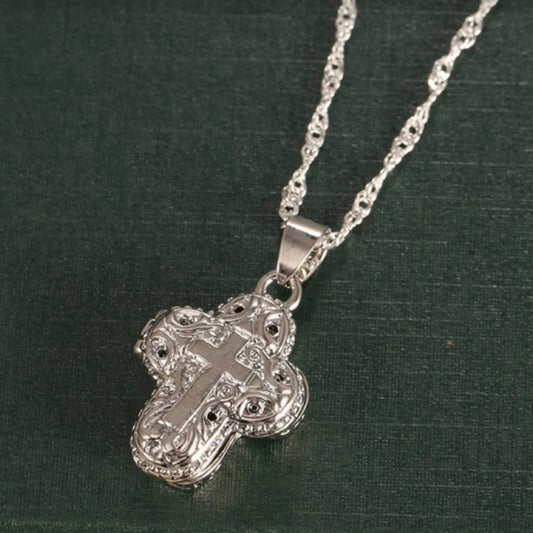 Cross Pendant Necklace for Women Vintage Bohemian Religious Statement Layered Chain Christian Faith Charm Jewelry Anniversary Birthday Holiday Gift