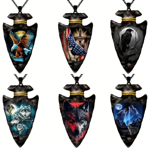 Wolf Head Pendant Necklace for Men - Viking Wolf Totem Animal King Beast Charm, Vintage Gothic Mens Jewelry, Halloween Gift, Pack of 3 or 6pcs